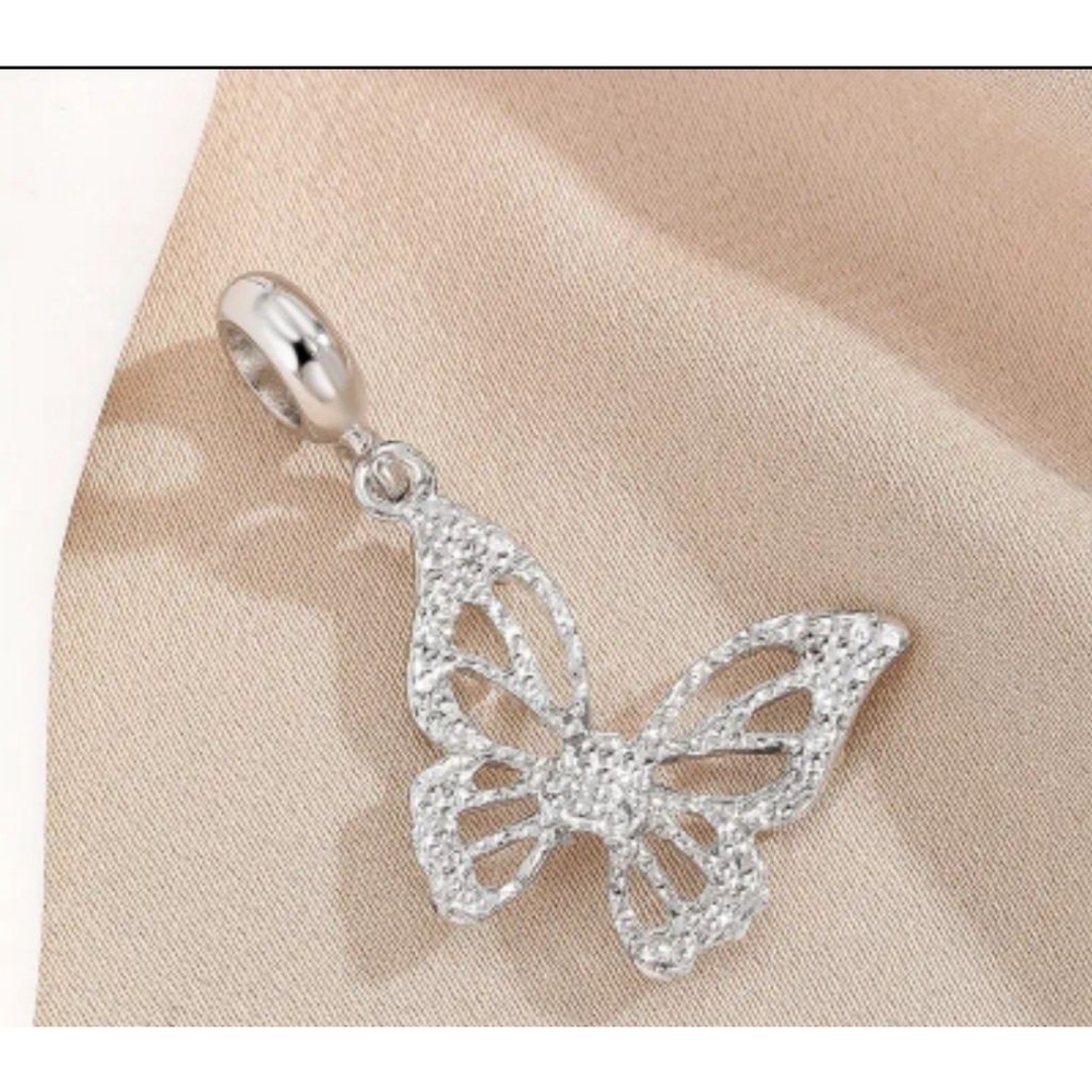 Silver Butterfly Charm Pendant One Size